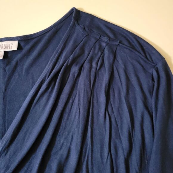 Jennifer Lopez Blue Surplice Crossover Front V-neckline Blouse - Picture 10 of 13